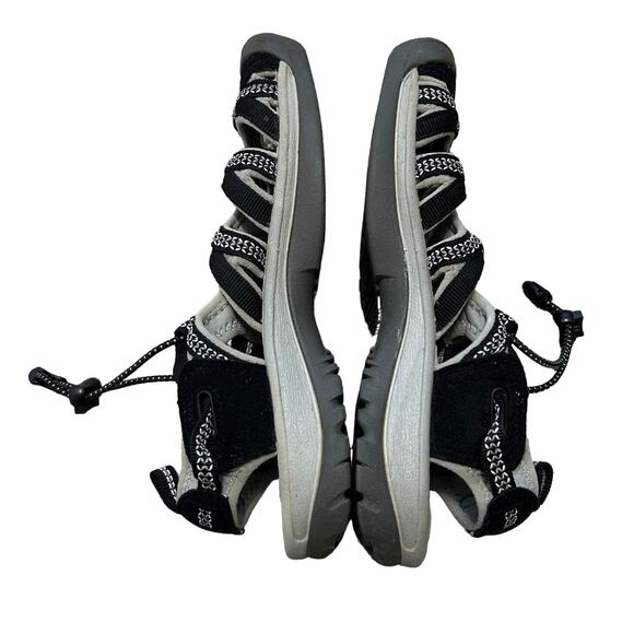 KEEN Whisper Waterproof Sandals Women's Sz 6 Black Neutral Gray Elastic Cord - Picture 6 of 9